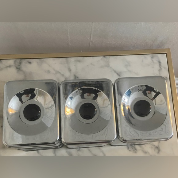 Vintage 1950’s Lincoln Beautyware Chrome Stackable 4 Piece Canister Set MCM - Picture 3 of 9